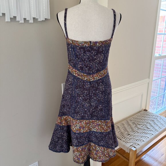 Vintage 90s Y2K Gregory Parkinson Purple Patchwork Quilt Midi Dress Size 8 - Picture 5 of 9